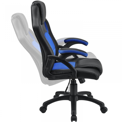 Scaun de birou Racing design | albastru-negru č.4