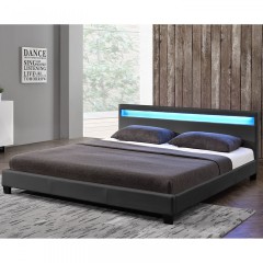 Pat tapițat Paris cu iluminare LED 140 x 200 cm | gri închis č.1