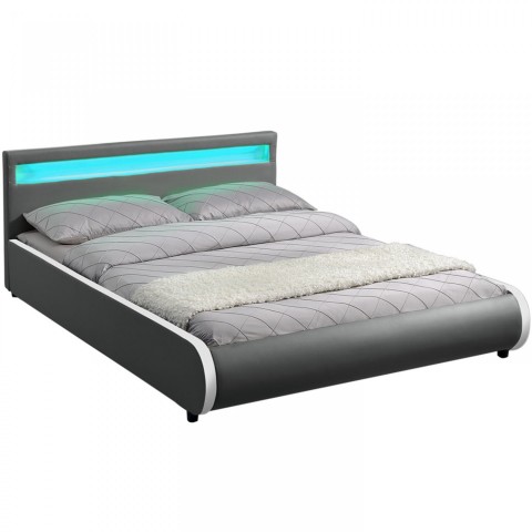 Pat tapițat Sevilla cu iluminare LED 180 x 200 cm | gri închis č.5