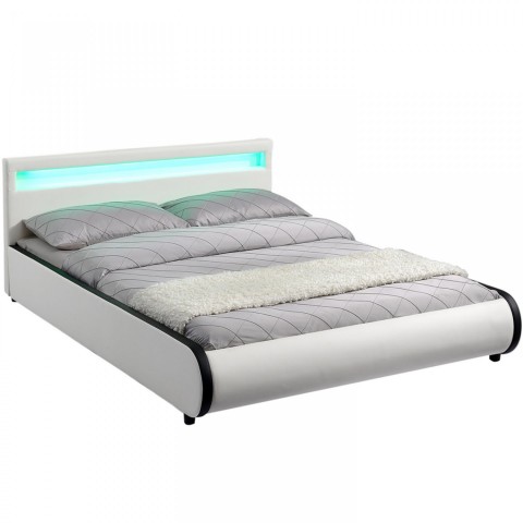 Pat tapițat Sevilla cu iluminare LED 180 x 200 cm | alb č.5