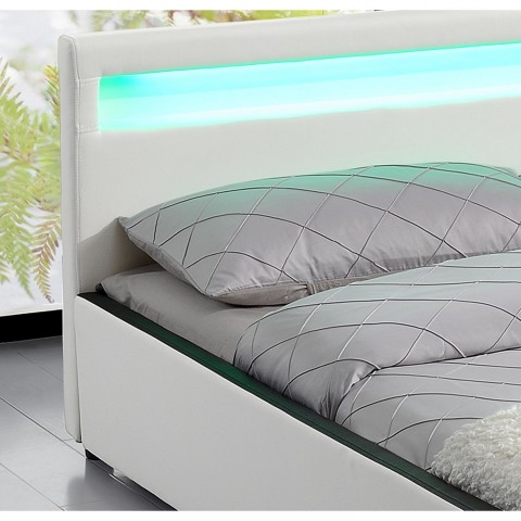 Pat tapițat Sevilla cu iluminare LED 180 x 200 cm | alb č.4