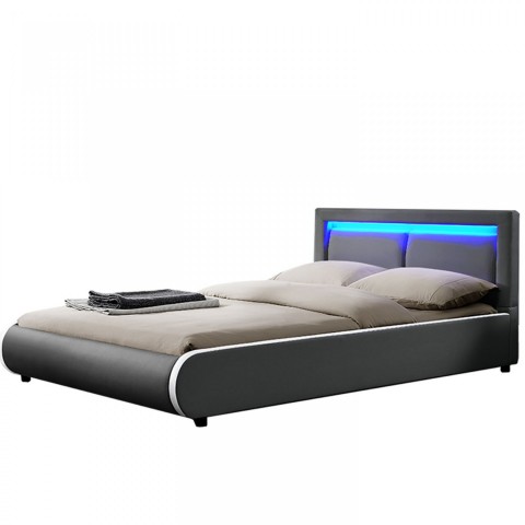 Pat tapițat Murcia cu iluminare LED 180 x 200 cm | gri închis č.3