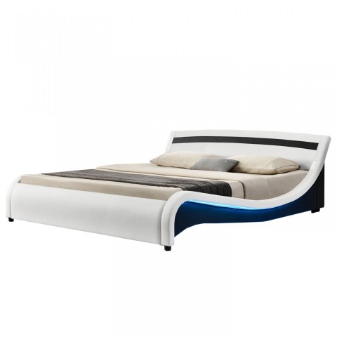 Pat tapițat Malaga cu Iluminare laterală LED 180 x 200 cm | alb č.3