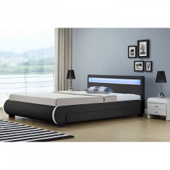 Pat tapițat Bilbao cu spațiu de depozitare și iluminare LED 140 x 200 cm | negru č.2