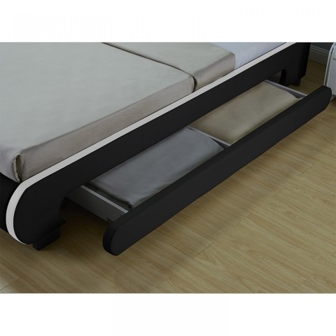 Pat tapițat Bilbao cu spațiu de depozitare și iluminare LED 140 x 200 cm | negru č.4