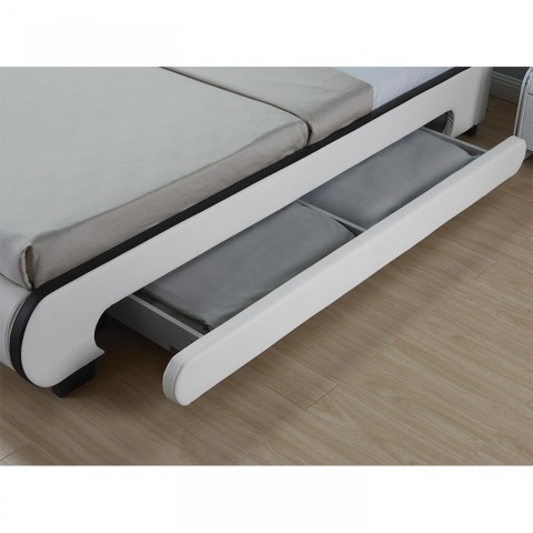 Pat tapițat Bilbao cu spațiu de depozitare și iluminare LED 180 x 200 cm | alb č.4