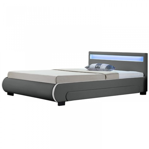 Pat tapițat Bilbao cu spațiu de depozitare și iluminare LED 180 x 200 cm | gri č.6